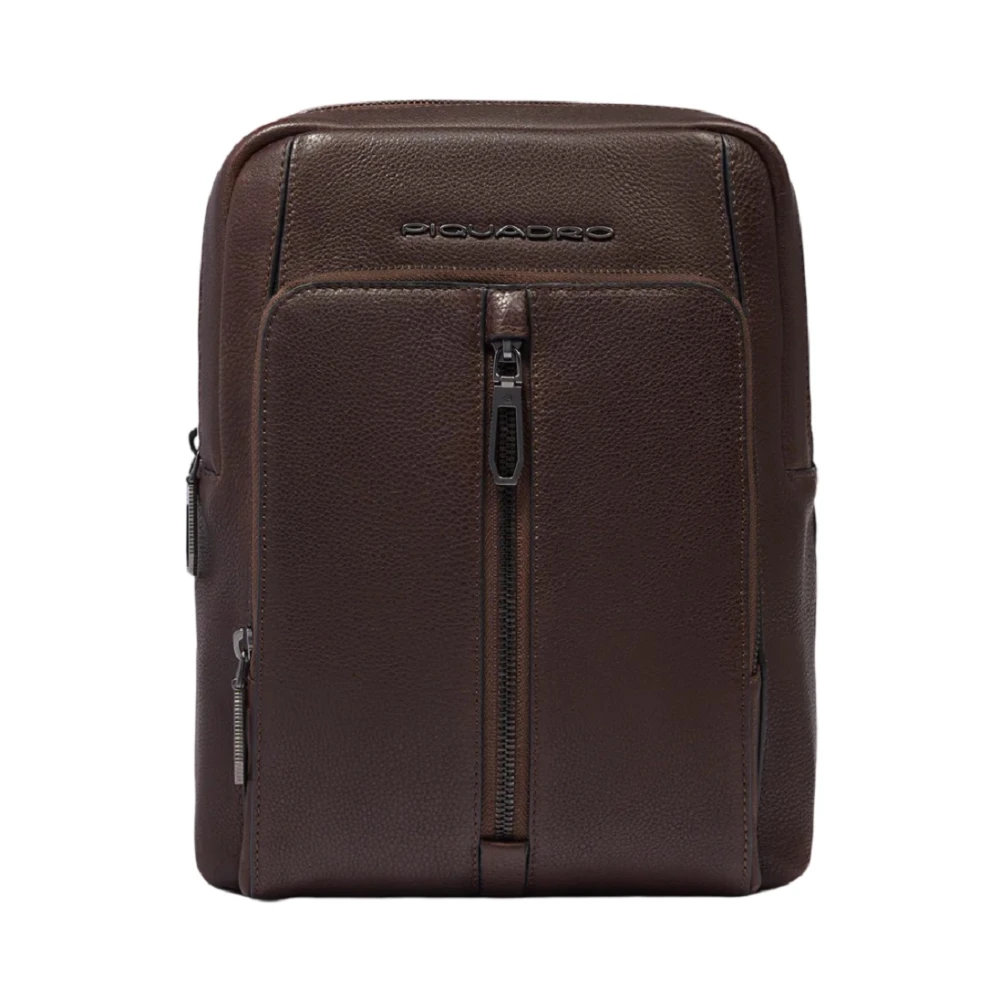 Piquadro Donkerbruine Heren Schoudertas met Rfid Bescherming Brown Heren