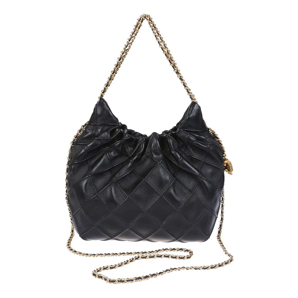 TORY BURCH Diamant Pinces Leren Trekkoord Tas Black Dames