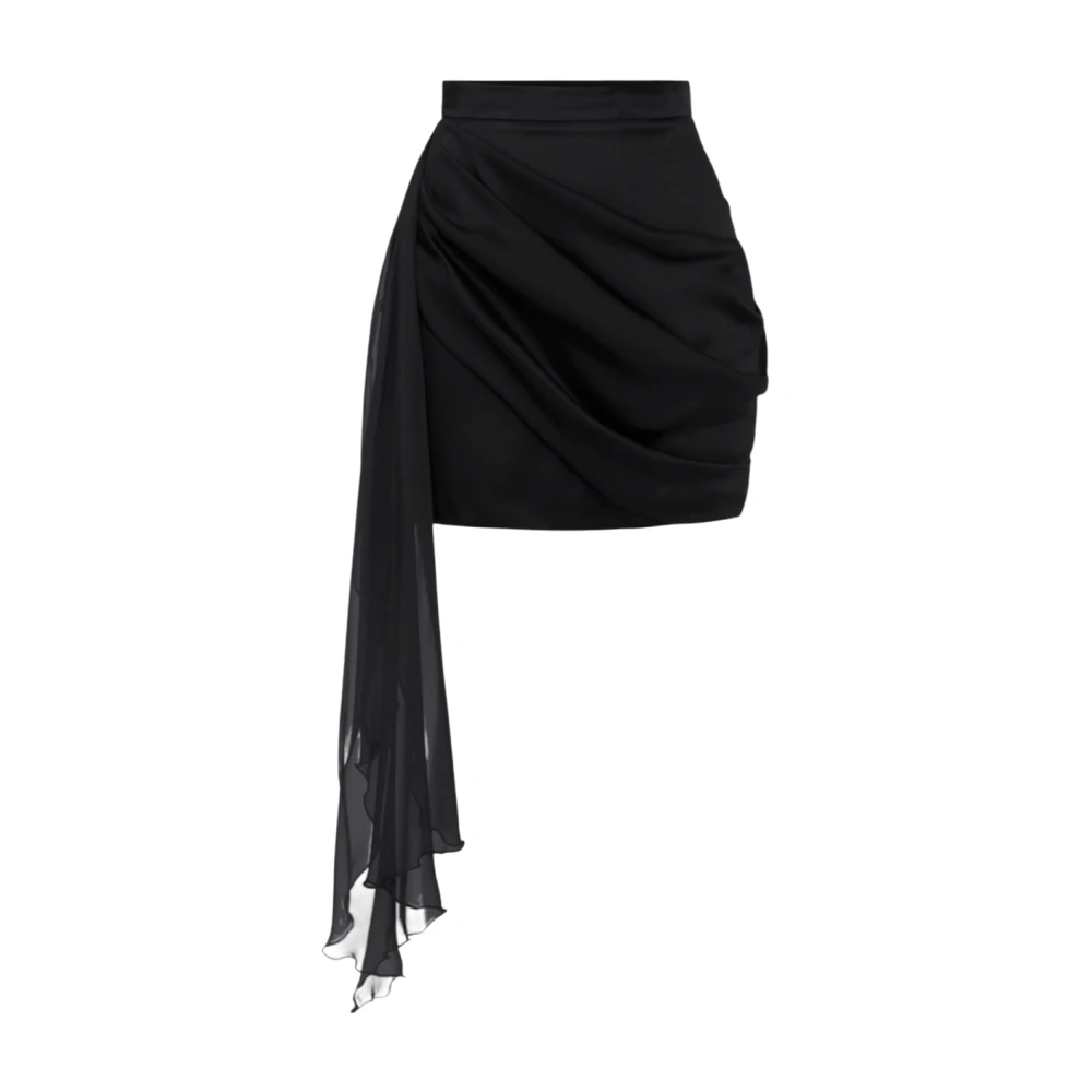 Elisabetta Franchi Satijnen Gedrapeerde Minirok Black Dames