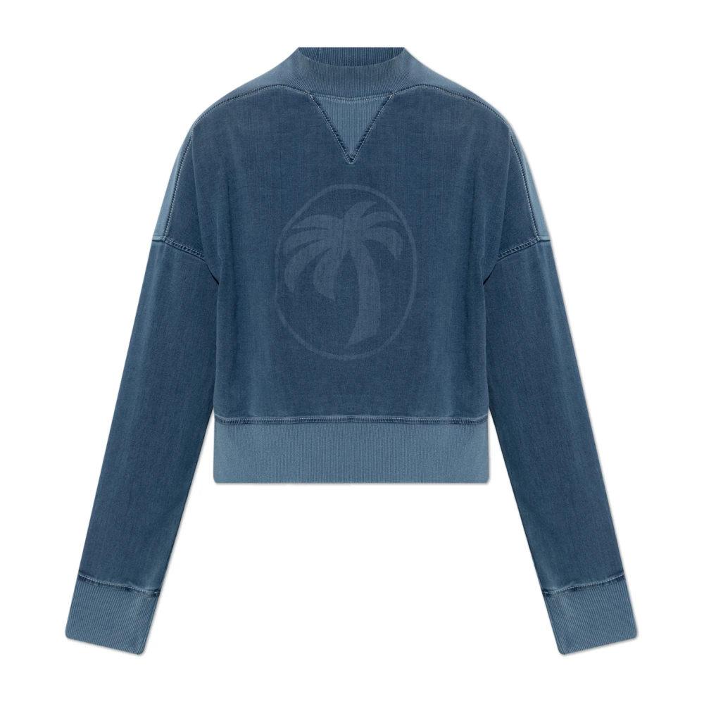 Palm Angels Women's Blue Logo Sweatshirt - Sweatshirts - Xs - Sweatshirts & Hoodies
