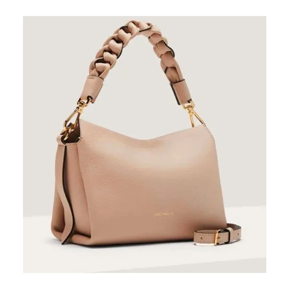 Coccinelle Stijlvolle leren handtas met afneembare band Beige Dames