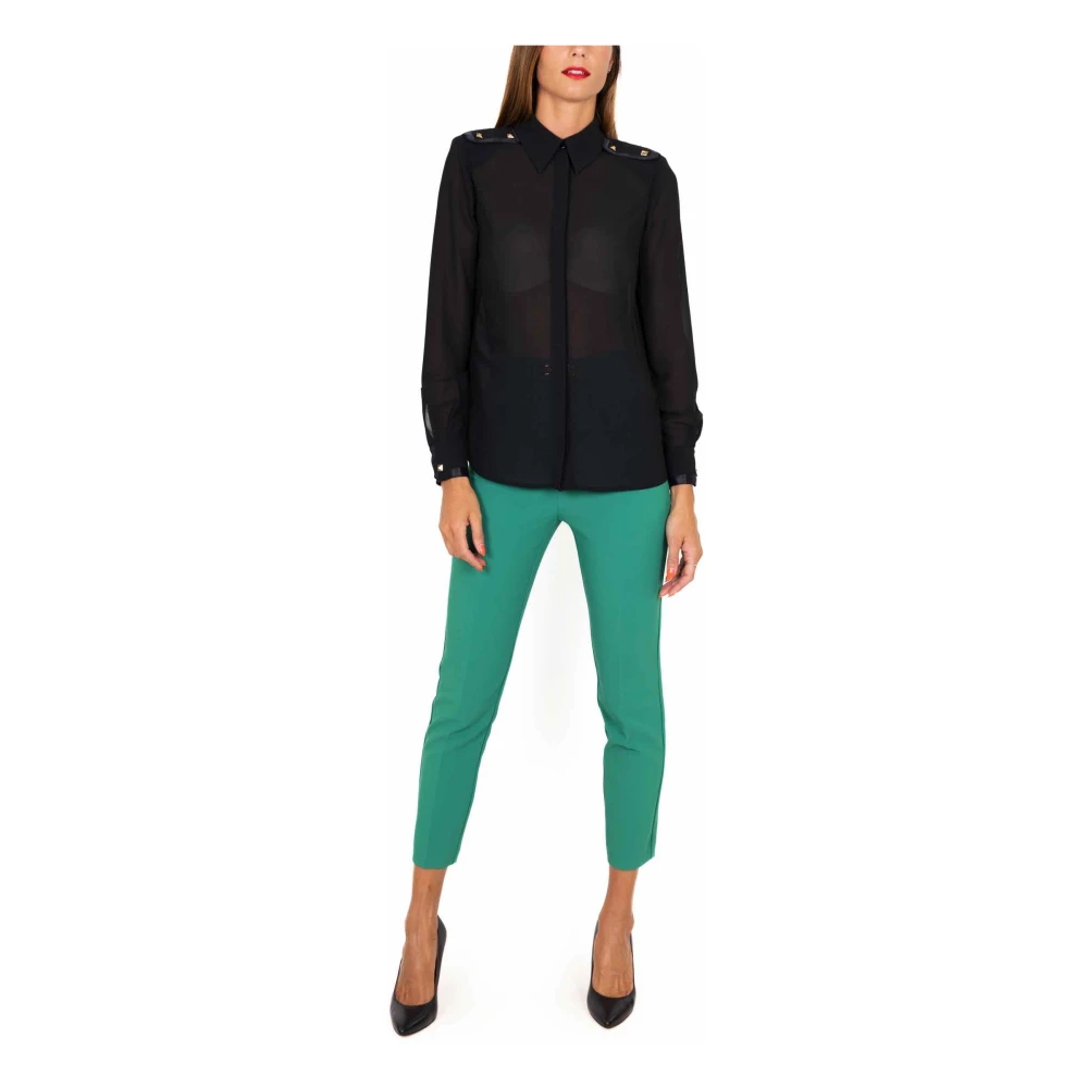 Elisabetta Franchi Georgette Shirt met Studs Black Dames