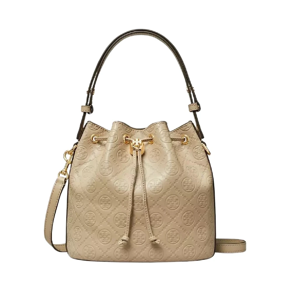 TORY BURCH Beige bucket tas met monogram Beige Dames
