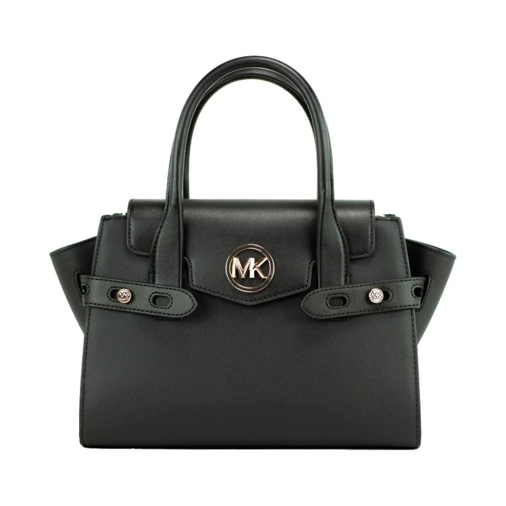 Michael Kors Zwarte Leren Flap Satchel Handtas Black Dames