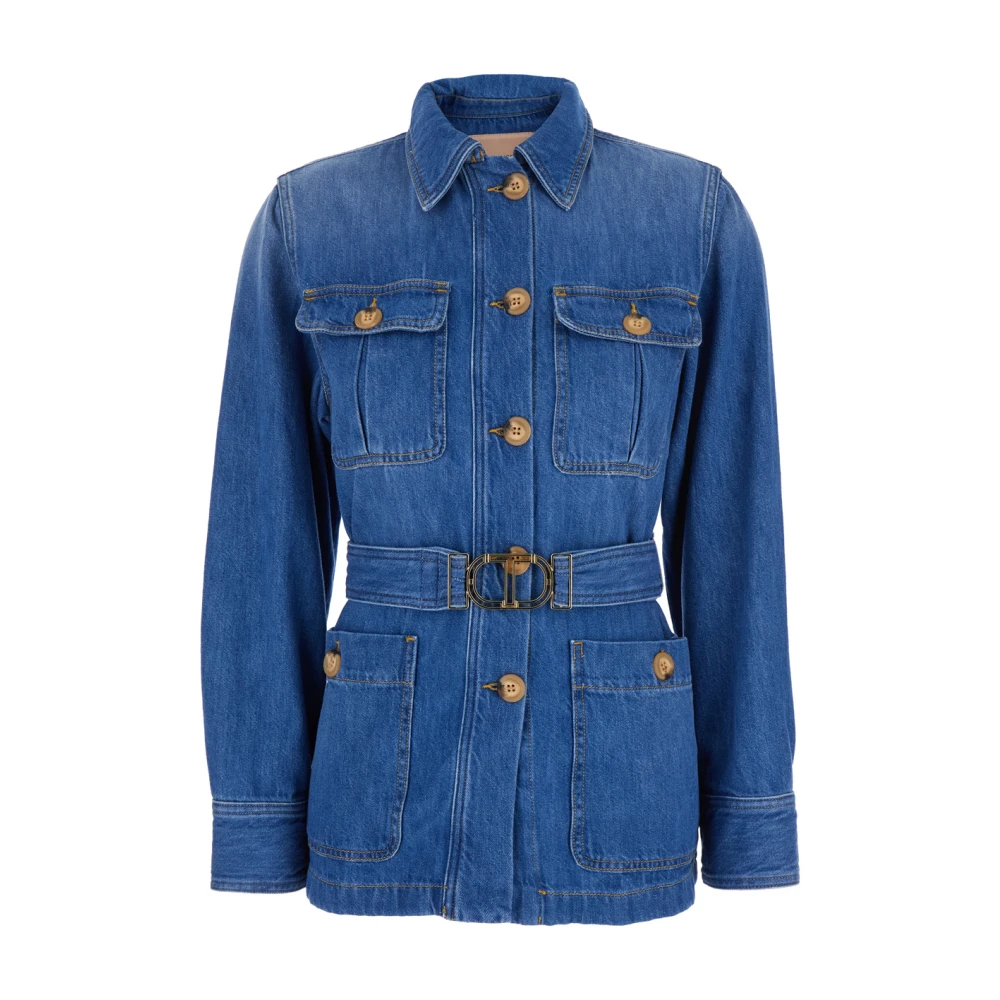 Twinset Blauwe Denim Jack met Zakken Blue Dames