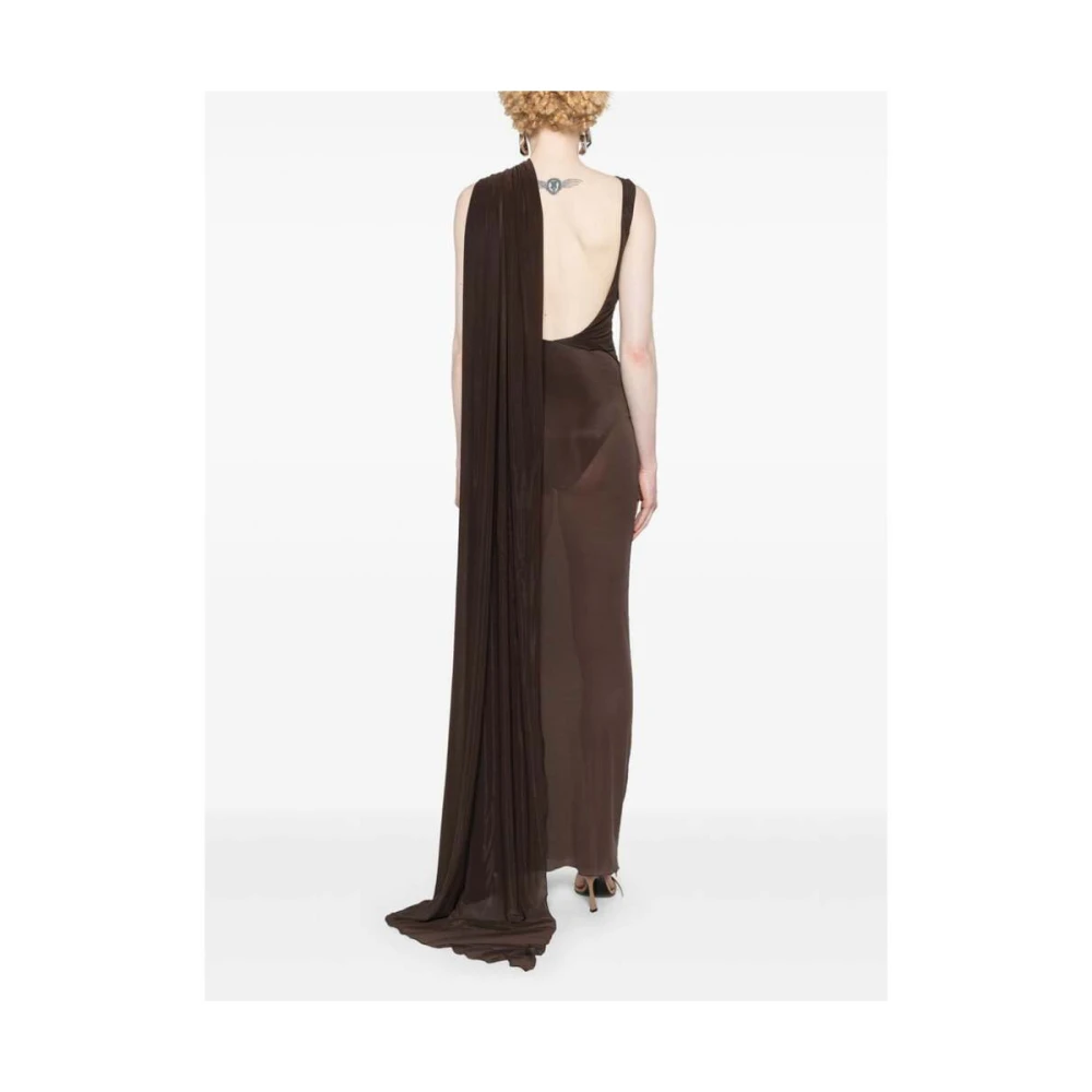 The Attico Bruine Halternek Open Rug Jurk Brown Dames