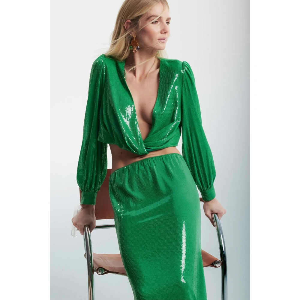 Kocca Pailletten Lange Rok Green Dames