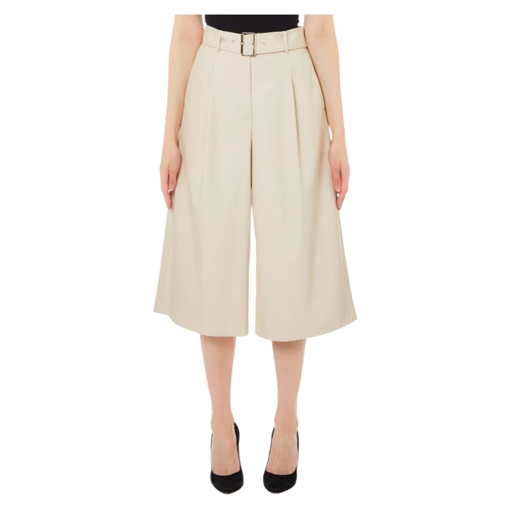Liu Jo Crème Cropped Ecopelle Broek Beige Dames