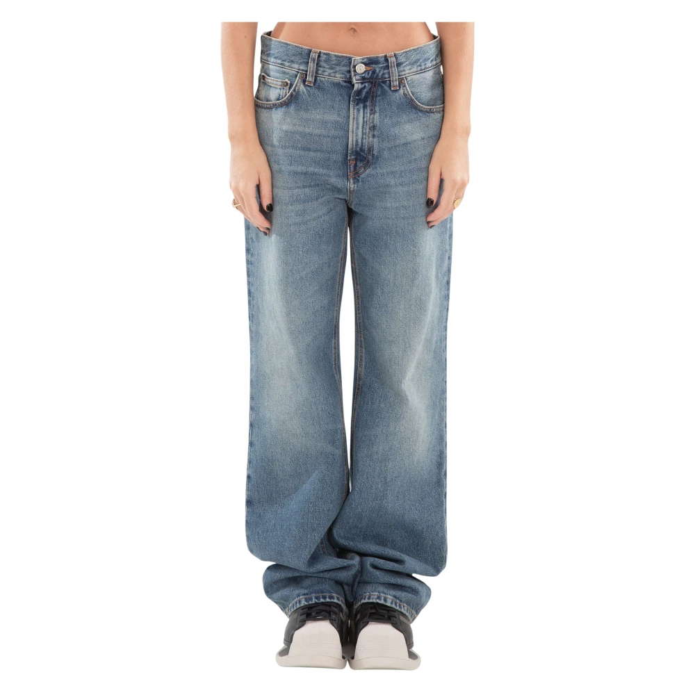 Haikure Blauwe Straight Jeans met Koreaanse stijl Blue Dames