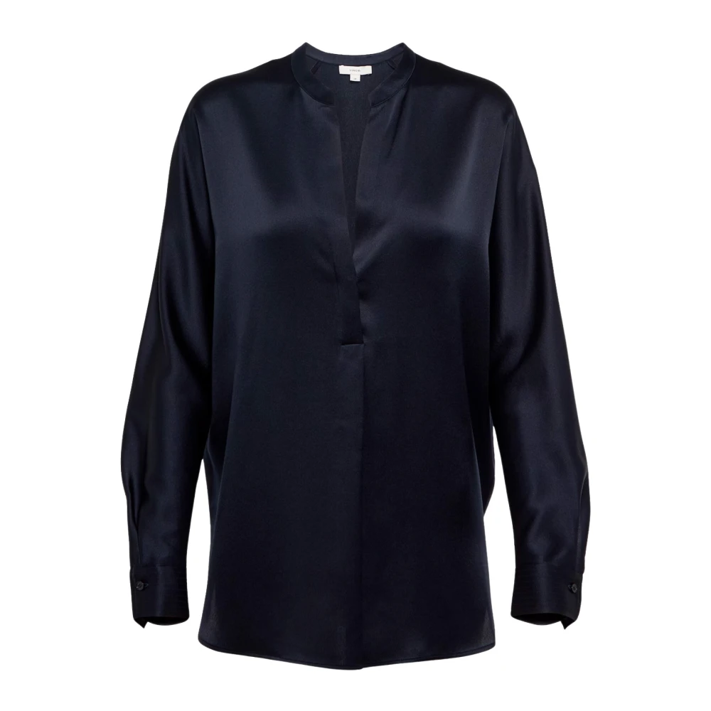 Vince Zijden blouse met verborgen knoopsluiting Blue Dames