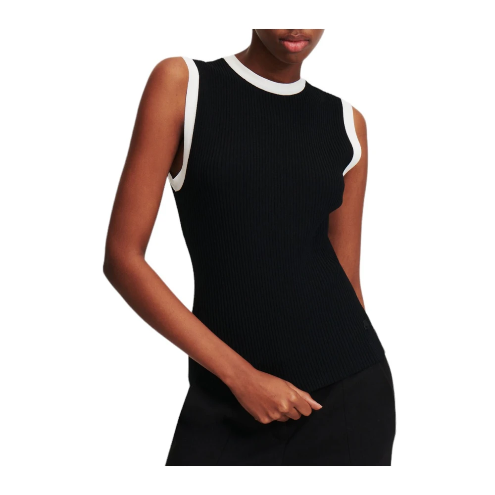 Karl Lagerfeld Top gebreide hemdje 08k245w2007 Black Dames