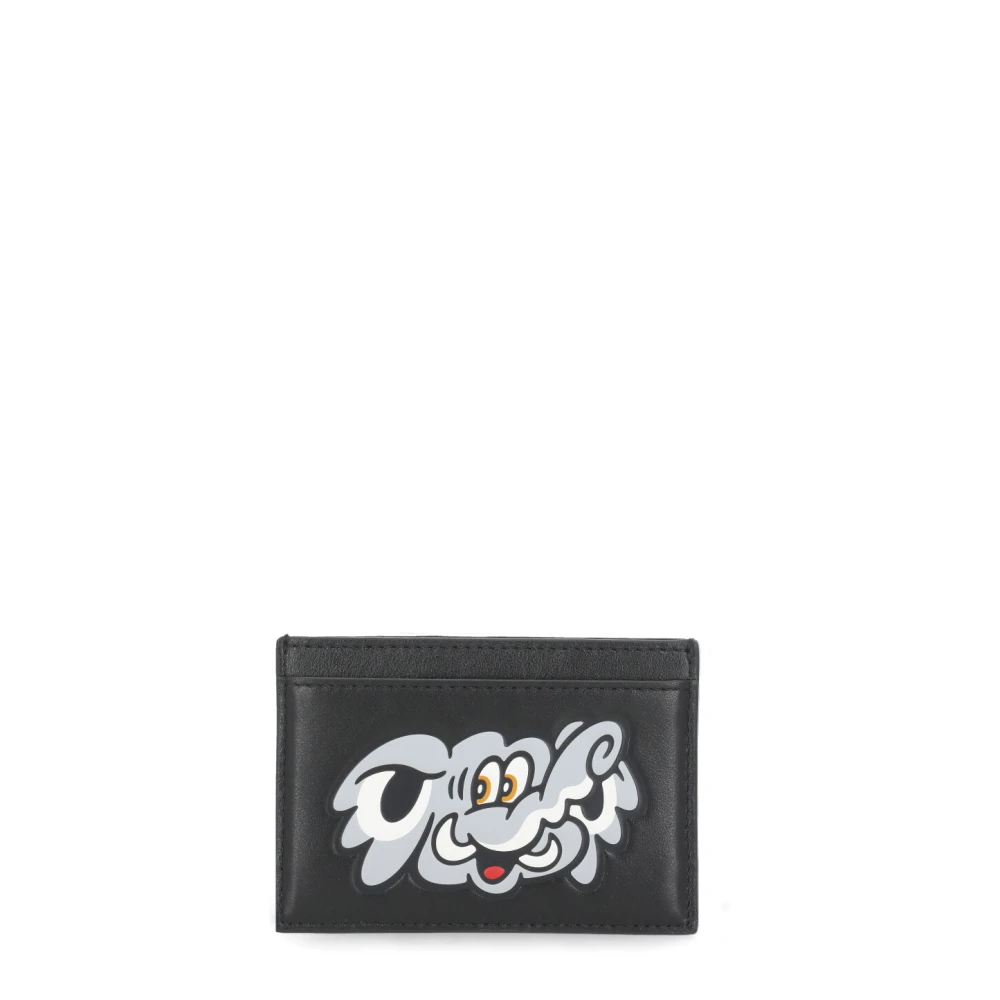 Kenzo Zwarte Leren Kaarthouder Portemonnee Black Heren