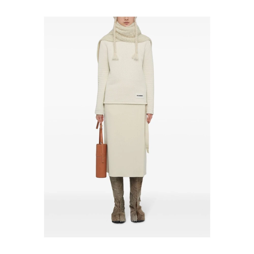 Jil Sander Beige Wollen Blend Wikkelrok Beige Dames