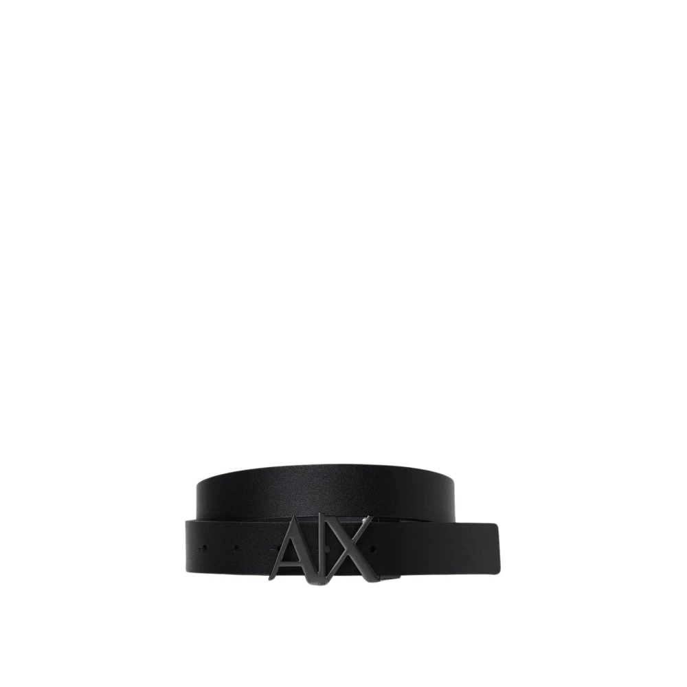 Armani Exchange , Belts, Male, Black, 2XS, Blue Leather Belt With Ax Buckle