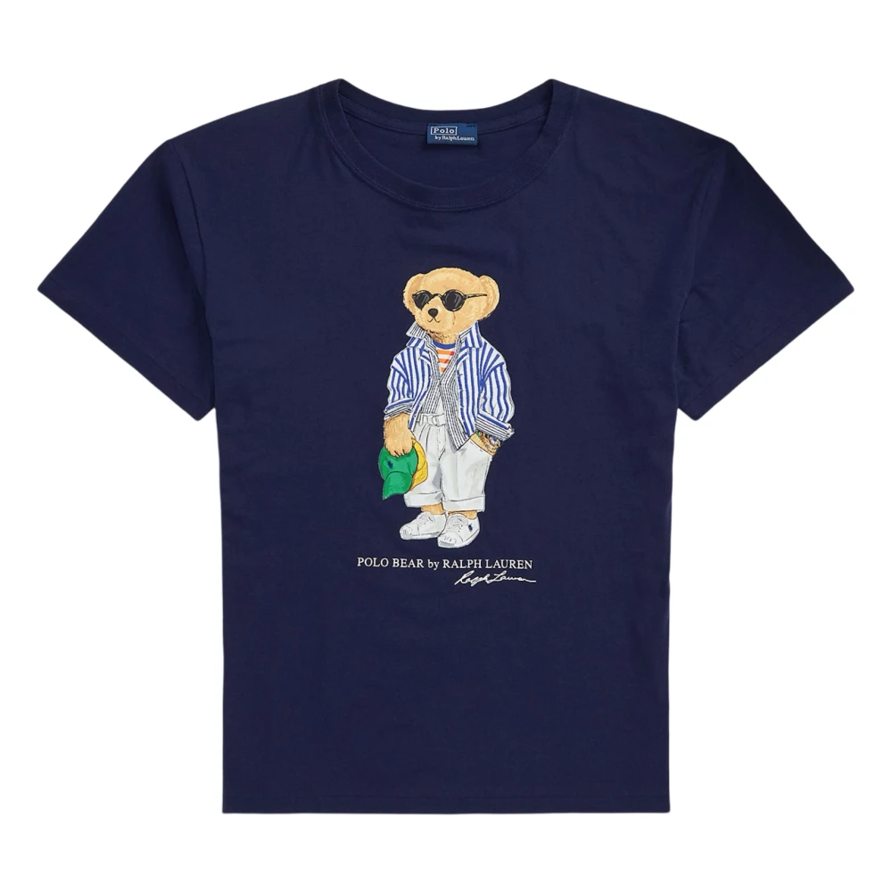 Polo Ralph Lauren Navy Polo Bear Katoen Tee Blue Dames