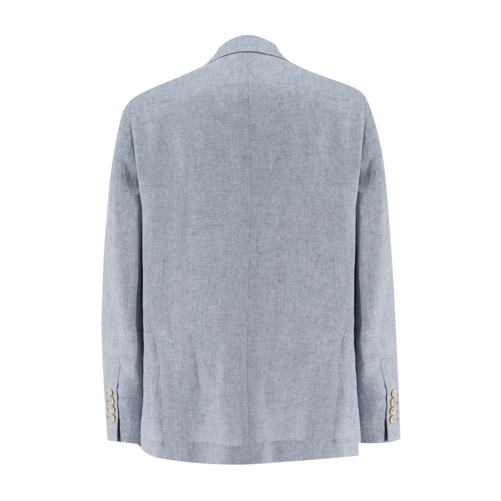 BRUNELLO CUCINELLI Diagonal Linen Deconstructed Jacket Gray Heren