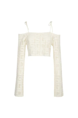 Öppenstickad Crop Top med Logotyp