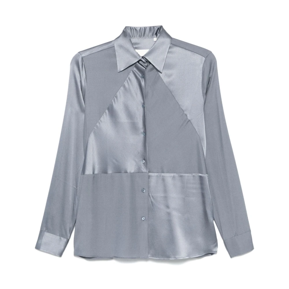 Xacus Zijde Blend Panel Shirt Gray Dames