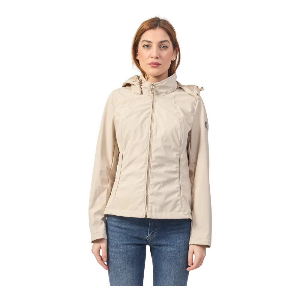 YES ZEE Beige Hooded Softshell Jas Beige Dames