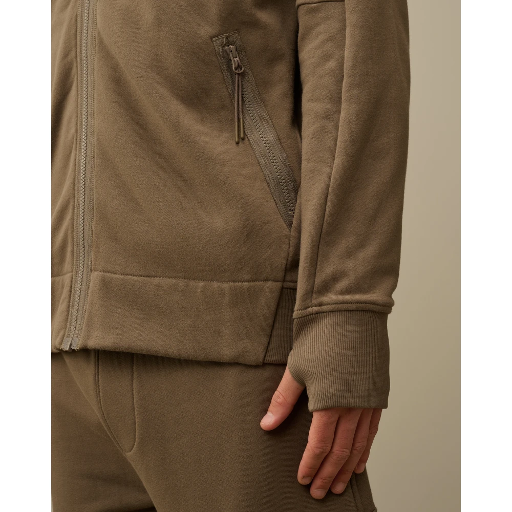 C.P. Company Diagonal Raised Fleece Explorer Goggle Hoodie Green Heren
