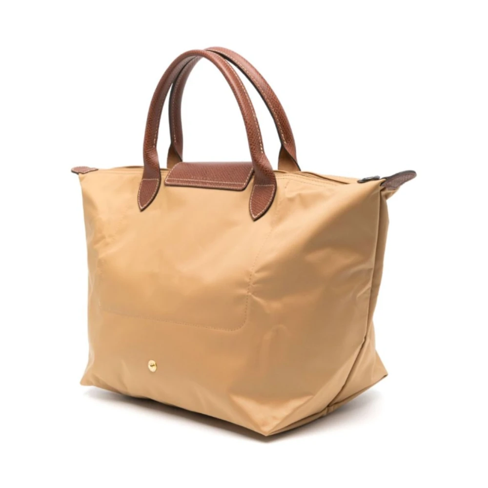 Longchamp Beige Canvas Handtas met reliëflogo Beige Dames