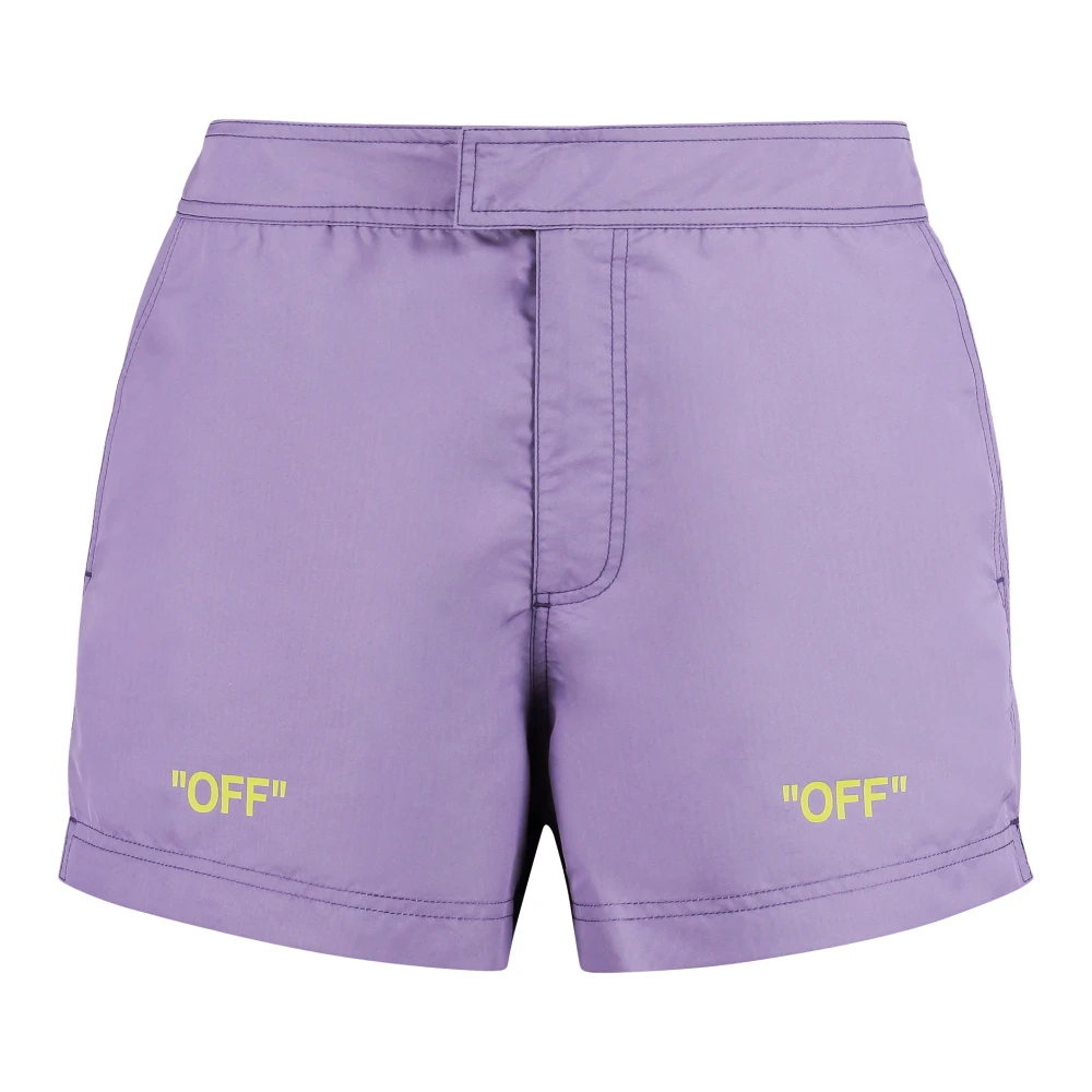 Off White Sneldrogende zwemshorts met zakken Purple Heren