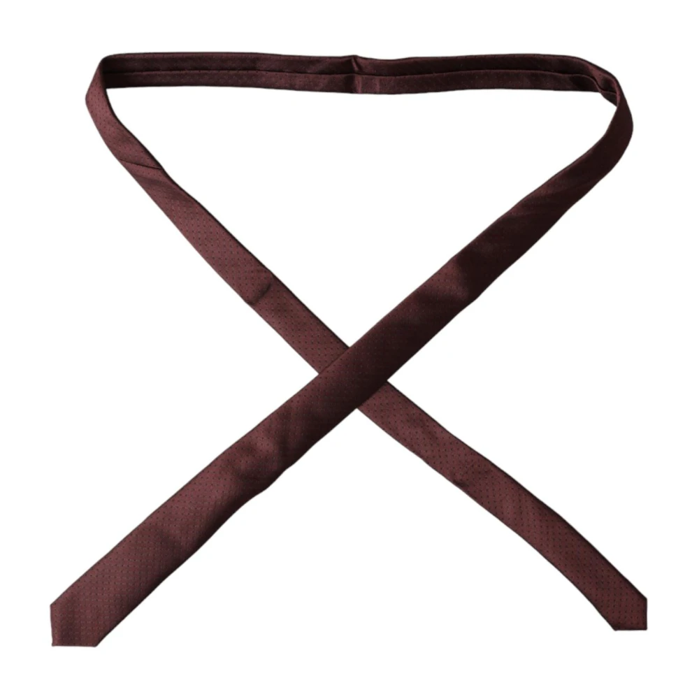 Dolce & Gabbana Bordeaux Gestippelde Zijden Stropdas Brown Heren