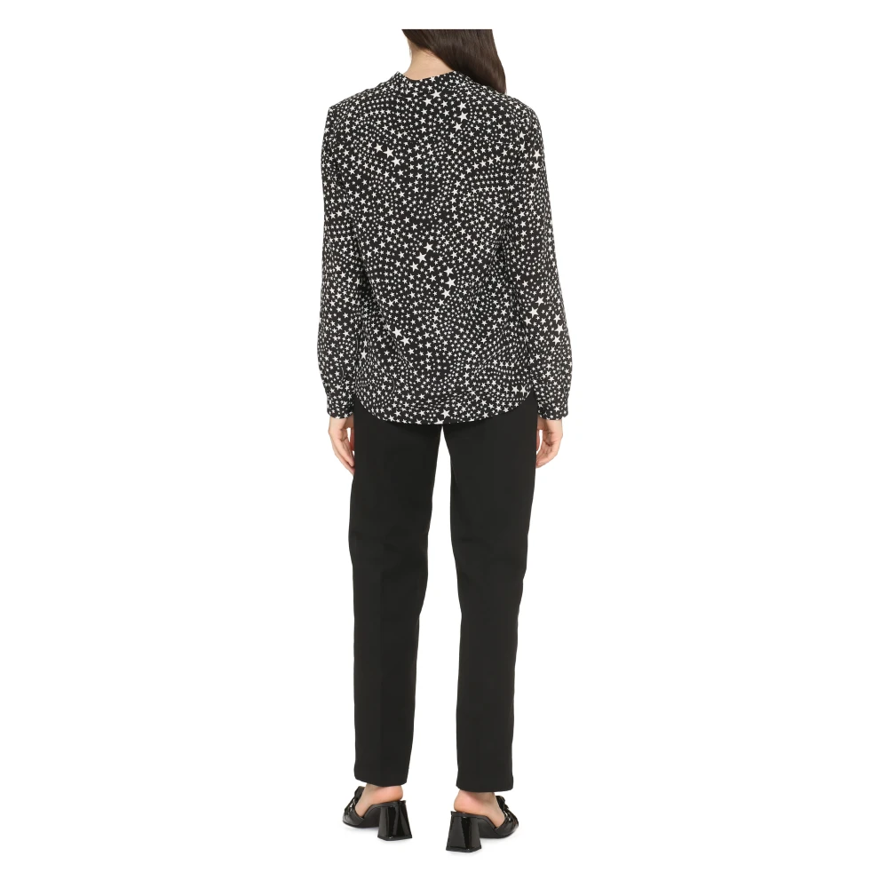 Stella Mccartney Zijden shirt met mandarijnkraag Black Dames