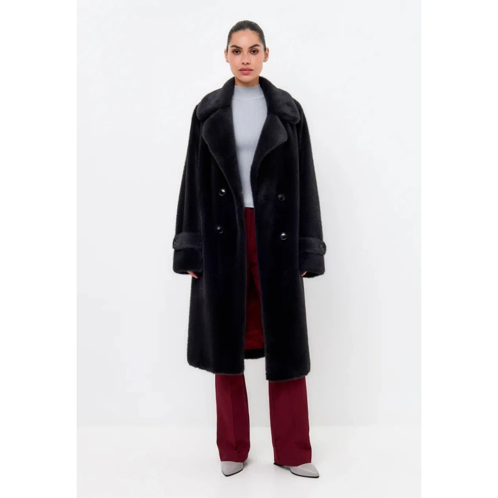 Cesare Gaspari Dubbelknoops Nepbontjas Miriam Zwart Black Dames