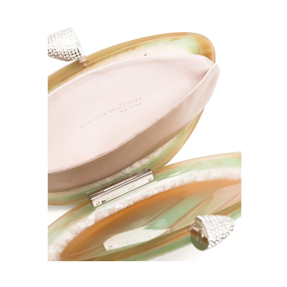 Benedetta Bruzziches Salie Groene Kiss-Lock Clutch met Strass Multicolor Dames