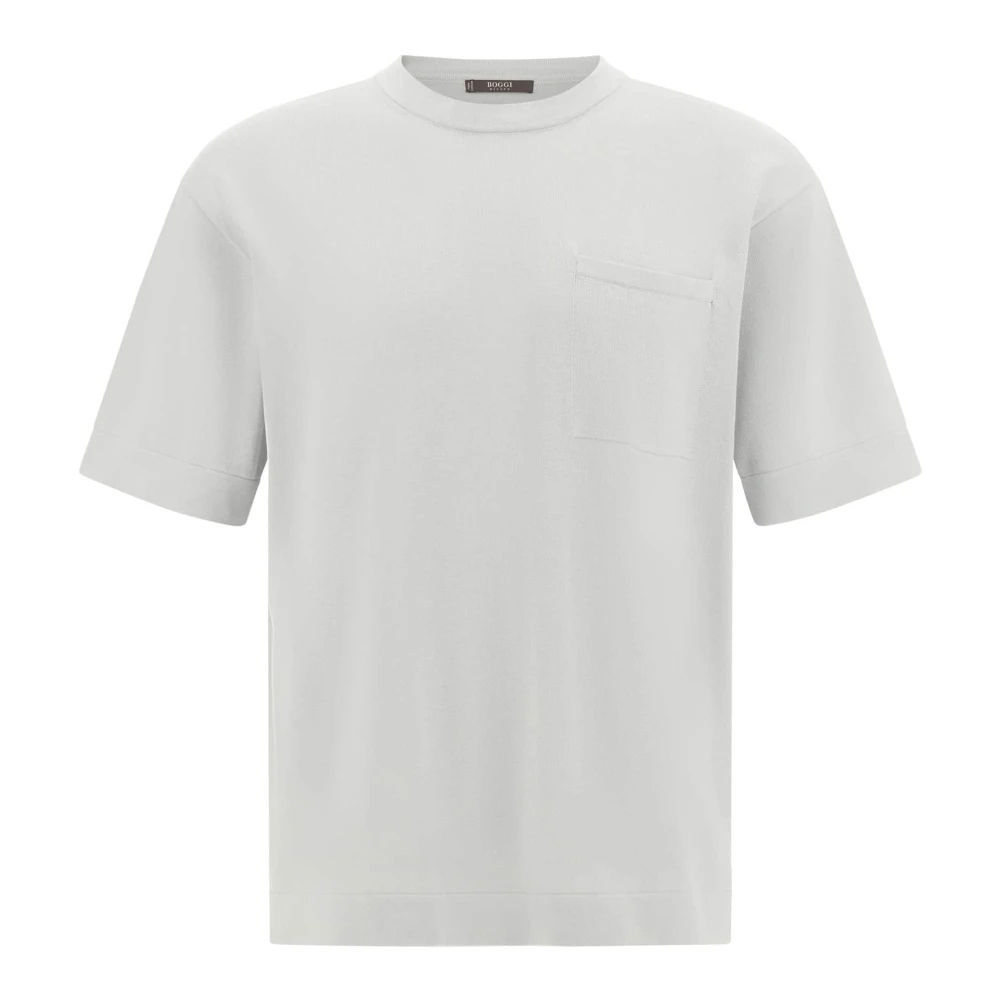 Boggi Milano Pima Katoenen Gebreide T-Shirt Blue Heren
