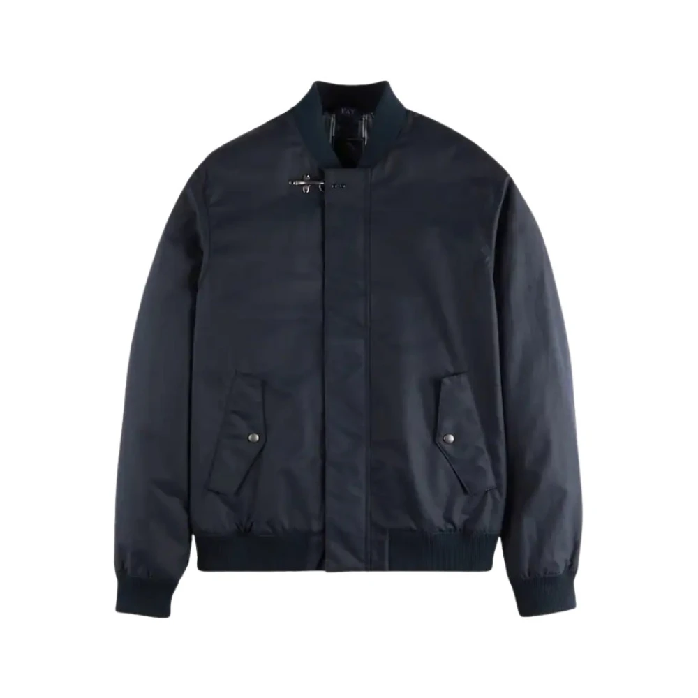 Fay Men's Blue Bomber Jackets, L, Varsity Style Bomber Jacket