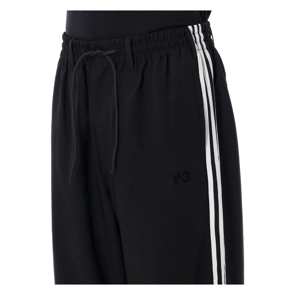 Y-3 Zwarte Track Pant met 3 Strepen Black Heren