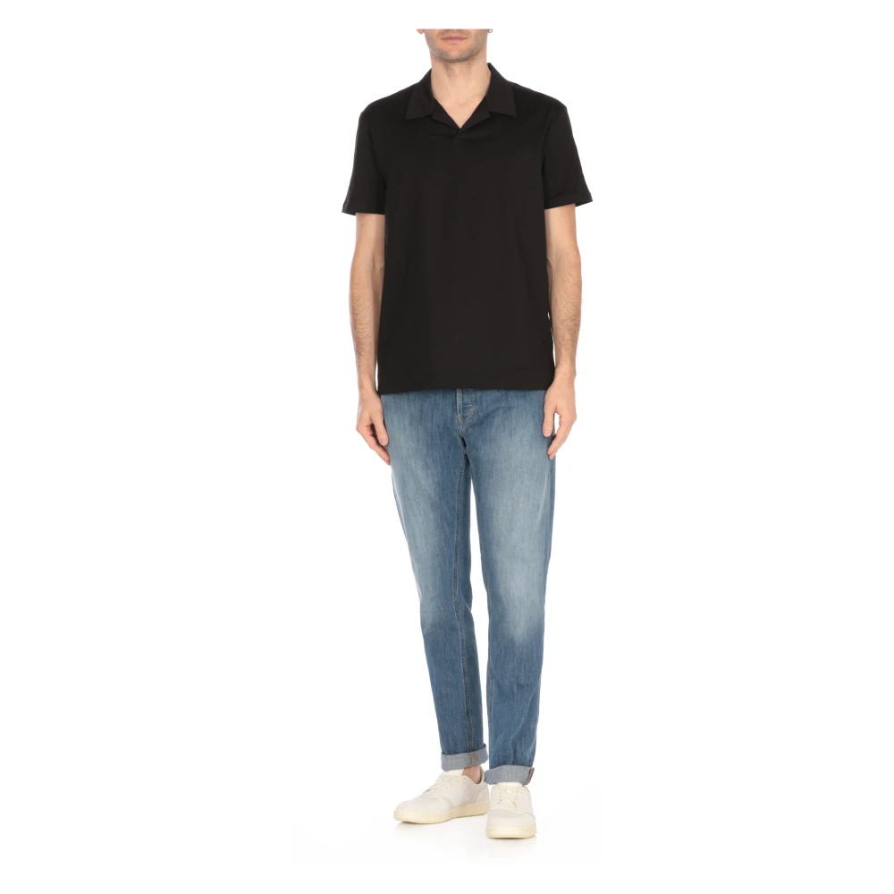 Dondup Zwarte Katoenen Poloshirt Kraag Korte Mouwen Black Heren