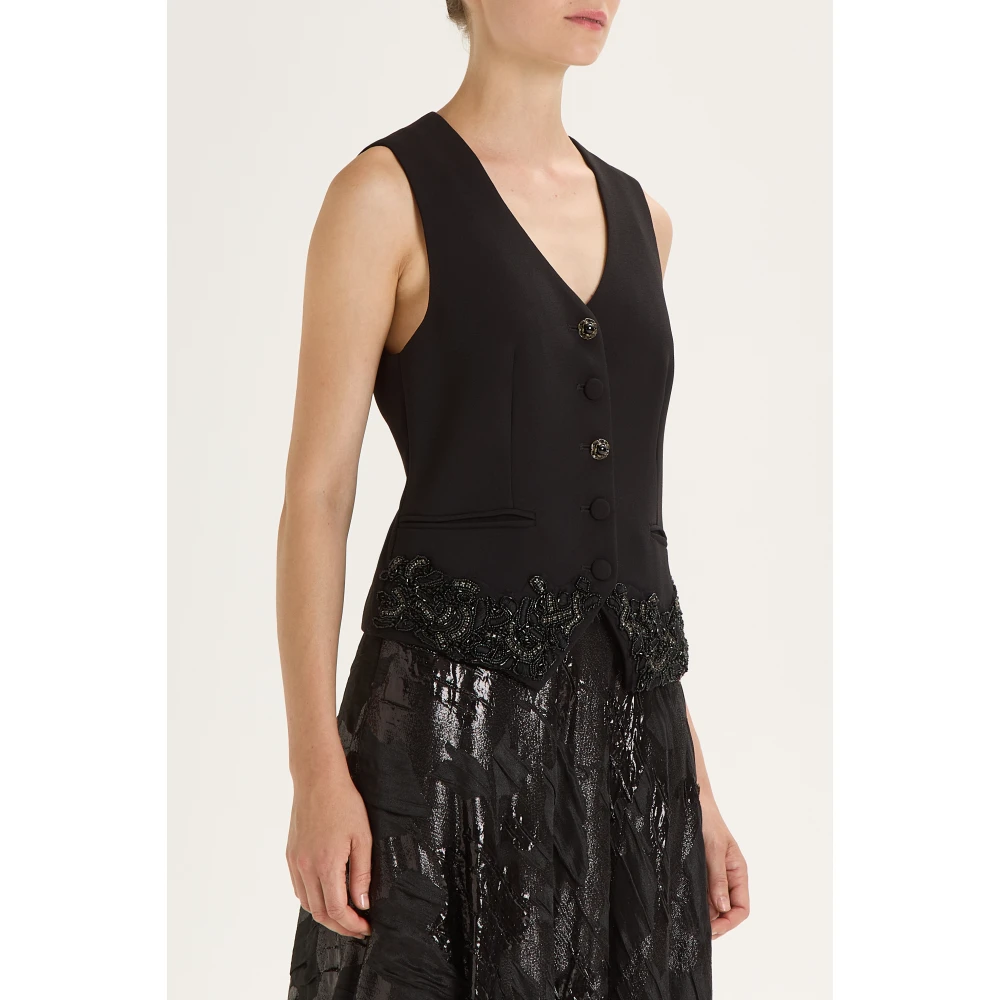 Maliparmi Precious Fringes Vest Black Dames