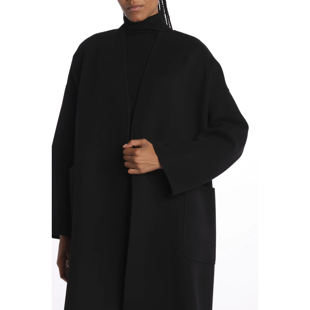 Max Mara Zwarte Eris Jas zonder Kraag Black Dames