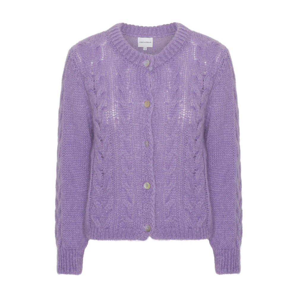 American Dreams Zachte Lila Kabeltrui Vest Purple Dames