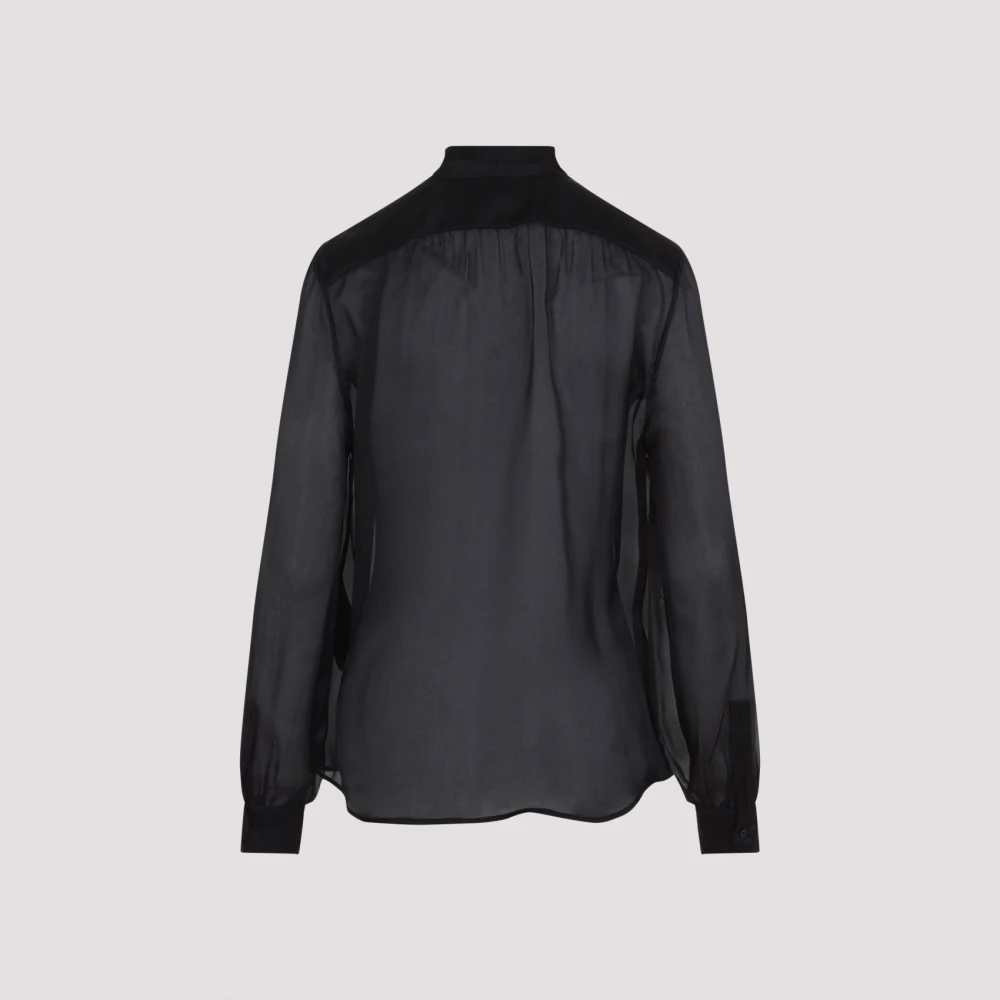 Saint Laurent Zijden Blouse Black Dames