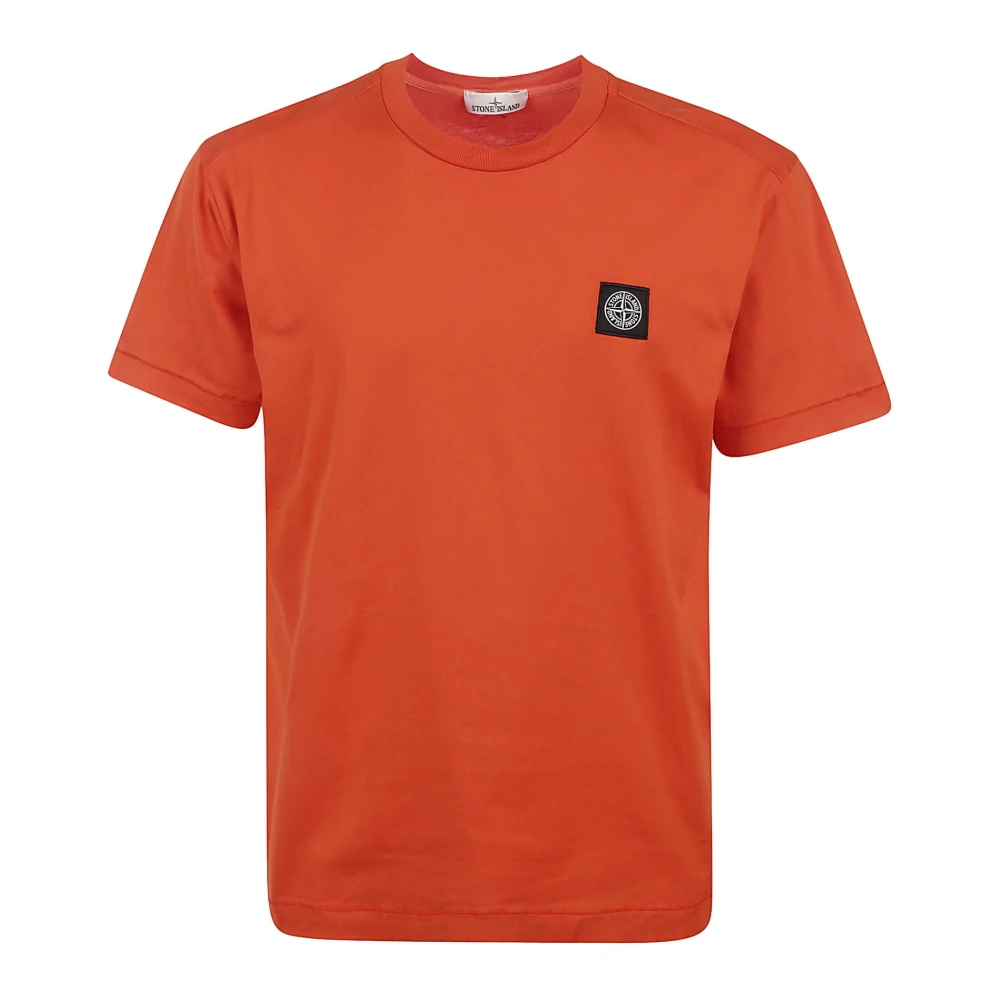 Stone Island Oranje Basic T-shirts en Polos met Micrologo Orange Heren