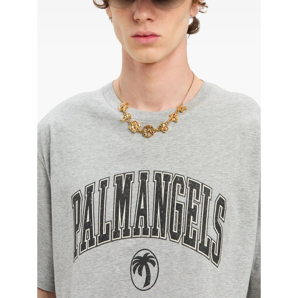Palm Angels Grijze College Slim Tee Gray Heren