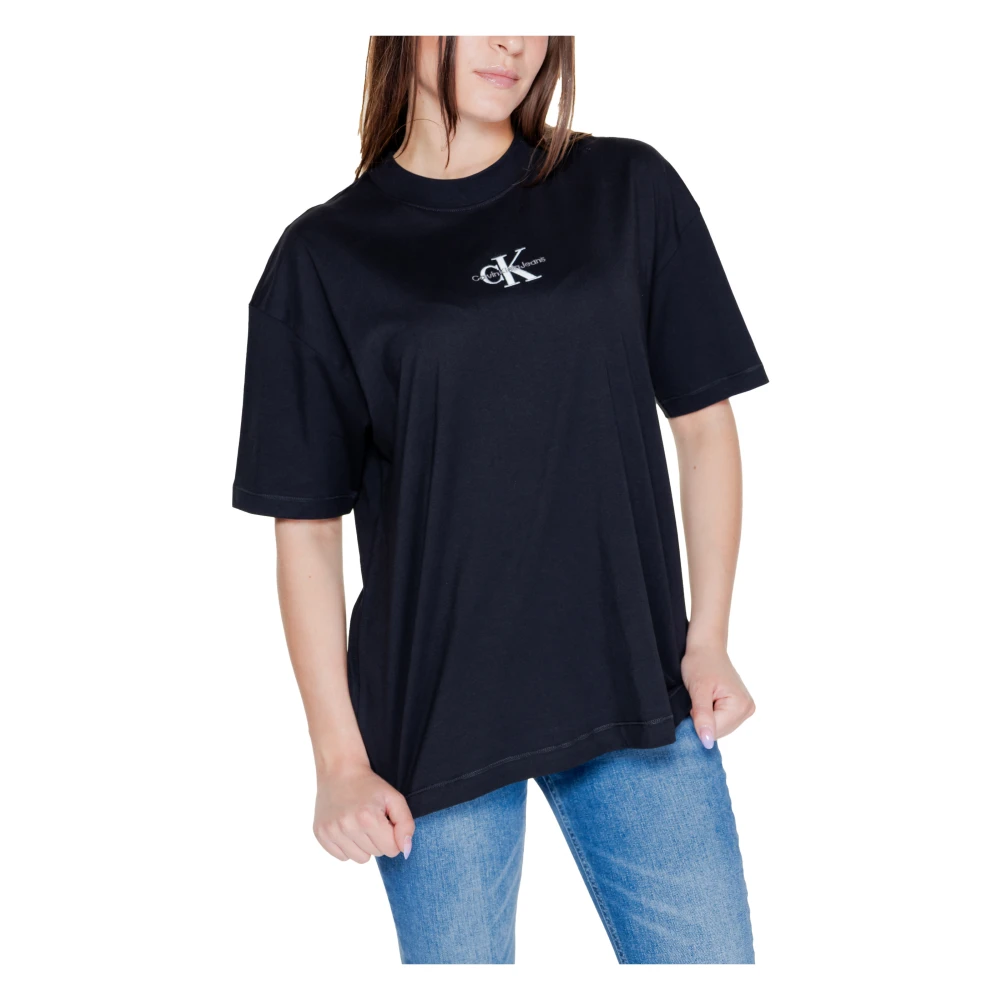 Calvin Klein Jeans Boyfriend T-shirt Herfst Winter Collectie 100% Katoen Black Dames