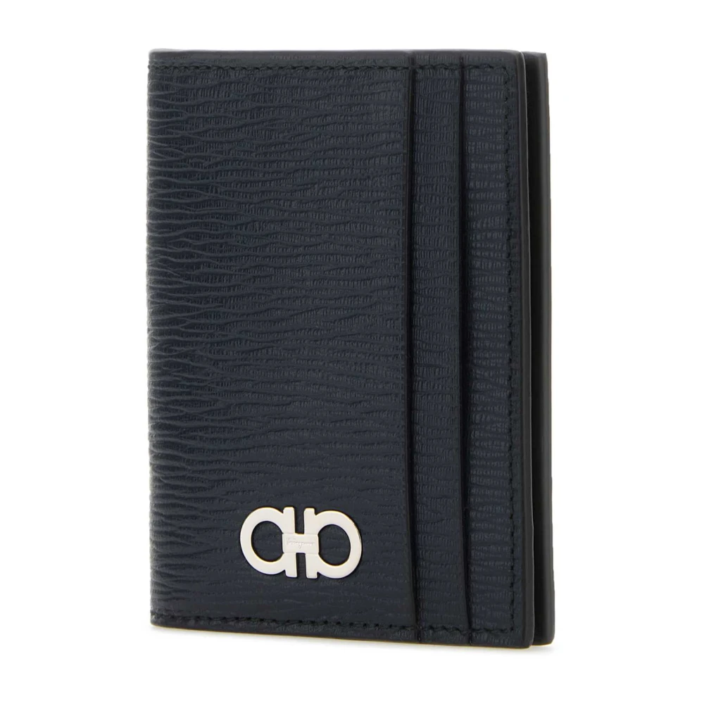 Salvatore Ferragamo Klassieke Zwarte Leren Kaarthouder Black Heren