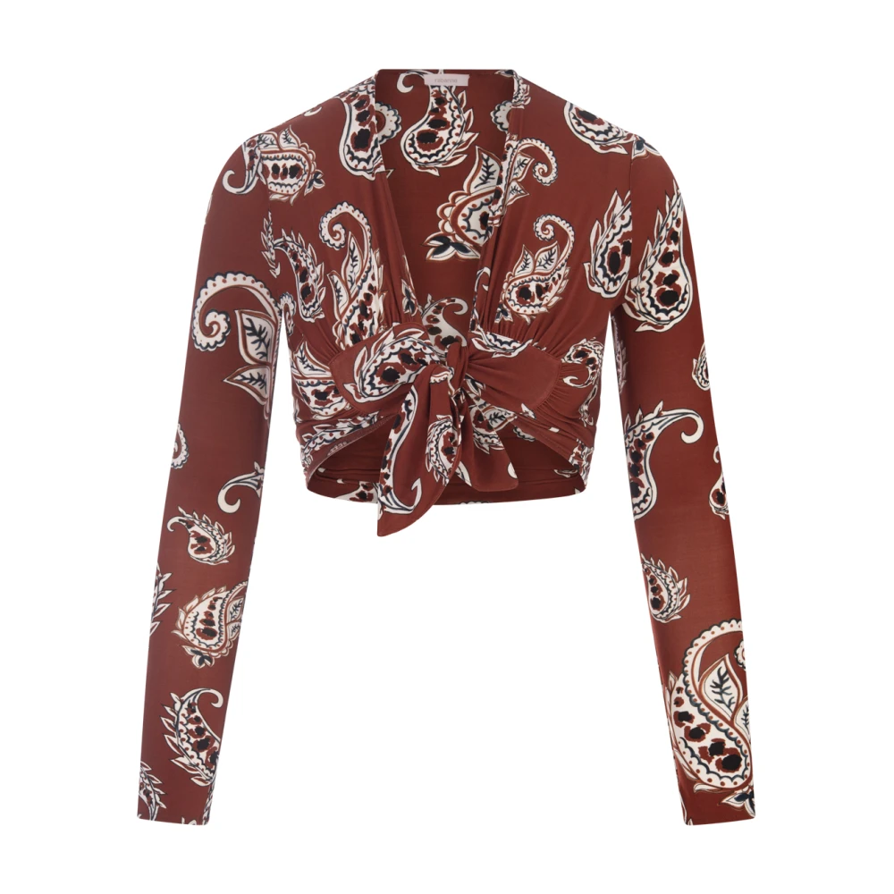 Paco Rabanne Rode Cashmere Print Crop Top Red Dames