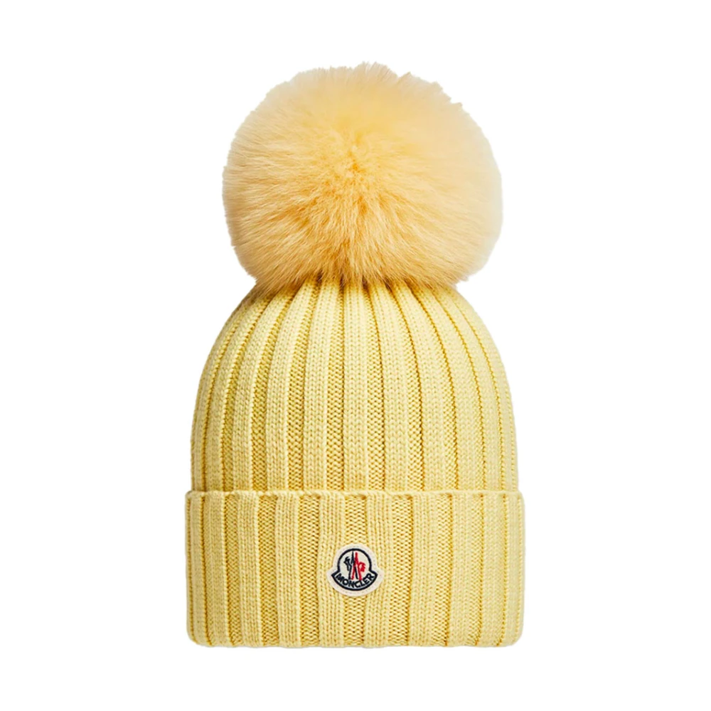 Moncler Pom Pom Beanie - Gul Yellow, Dam