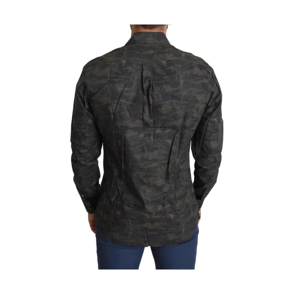Dolce & Gabbana Multicolor Casual Shirt Gray Heren