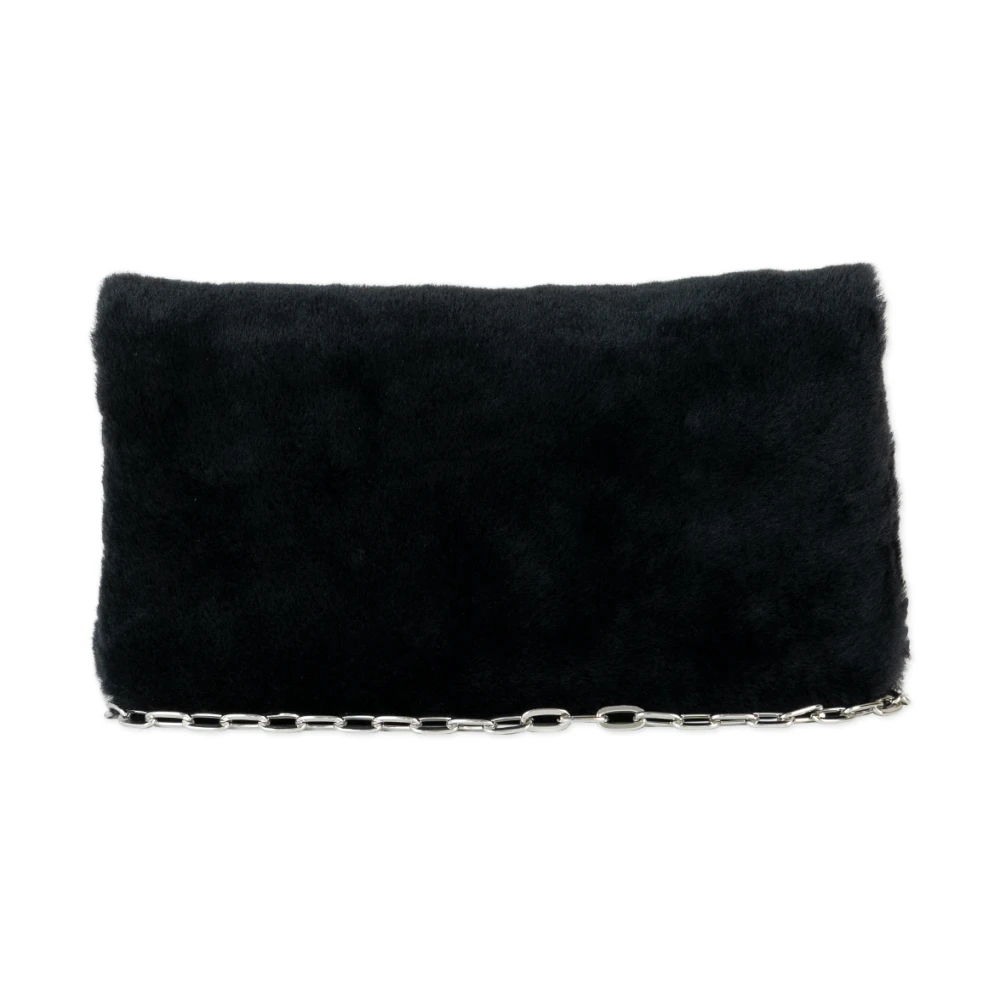 Roberto Festa Zwarte Faux Fur Tas met Juweel Detail Black Dames