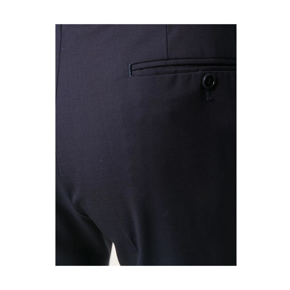Canali Marineblauwe Slim-Fit Broek van Wolmix Blue Heren