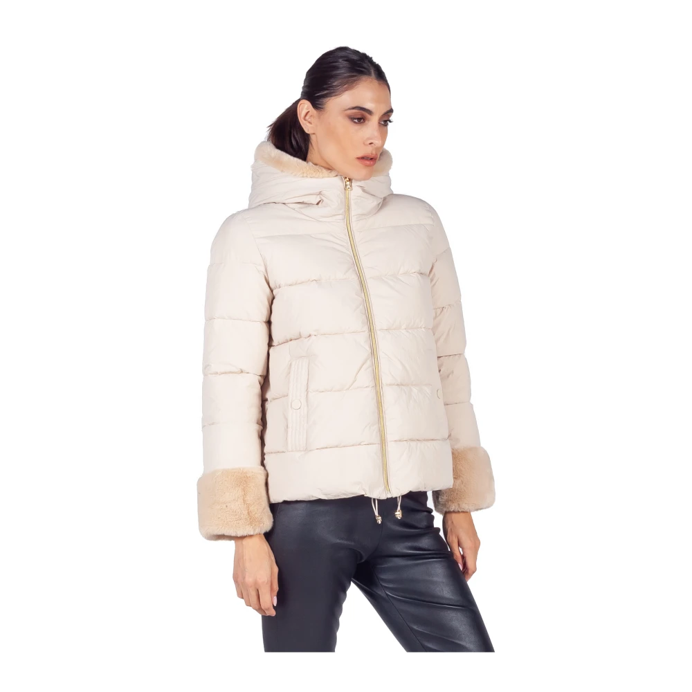 Emme DI Marella Beige faux-fur trim puffer jack Beige Dames