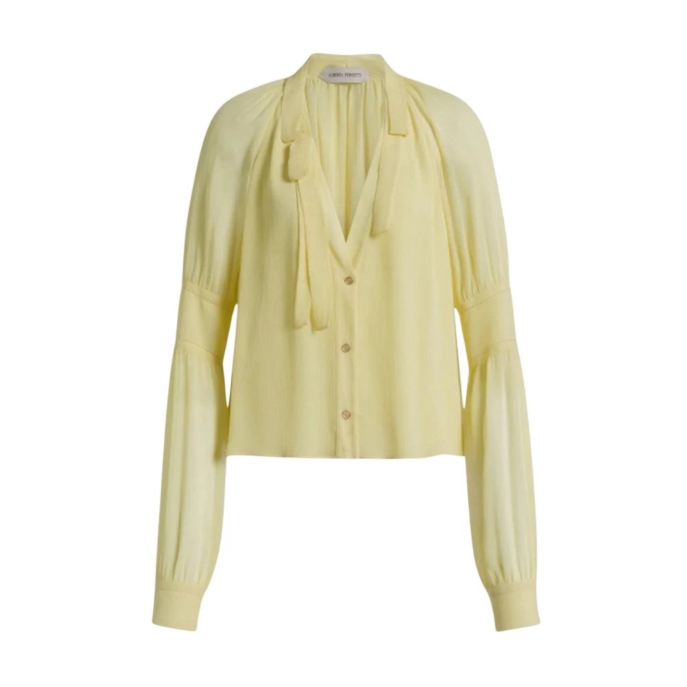 Alberta Ferretti Women's Yellow Blouses, L, Silk-Blend Blouse