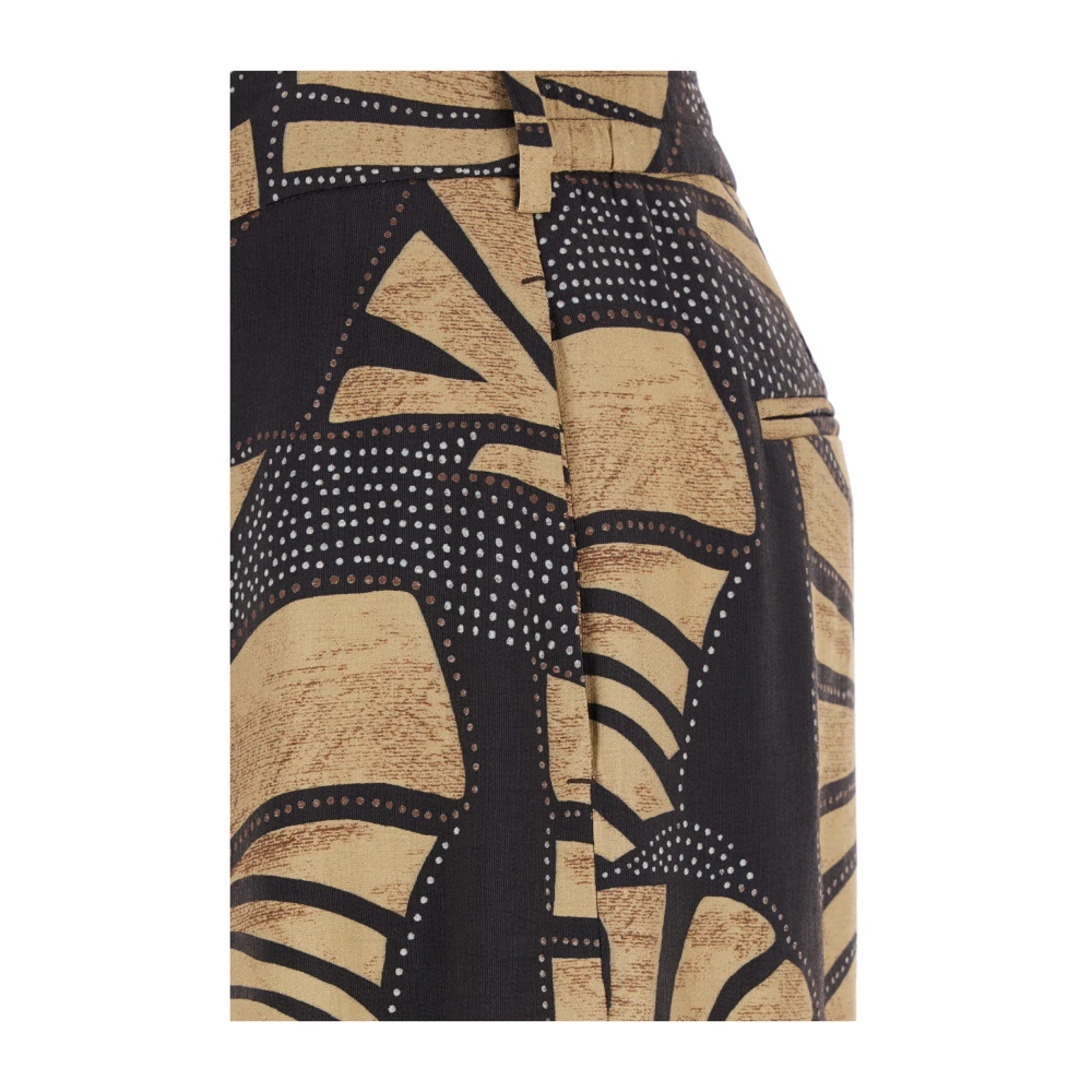 PT Torino Bruine Gedrukte Tech Stof Broek Vrouw Brown Dames